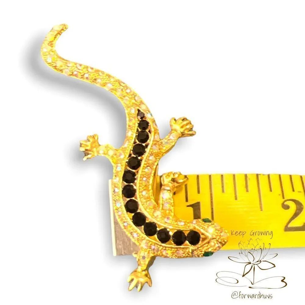 Rhinestone Lizard Brooch Pin - Picture 5 of 6